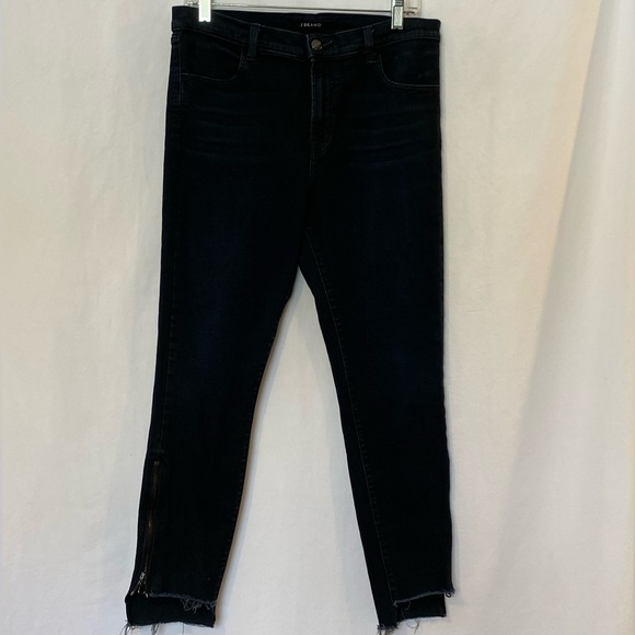 J Brand Alana High Rise Crop Skinny Jeans size 31 zip front zip ankle dark wash - Picture 4 of 16